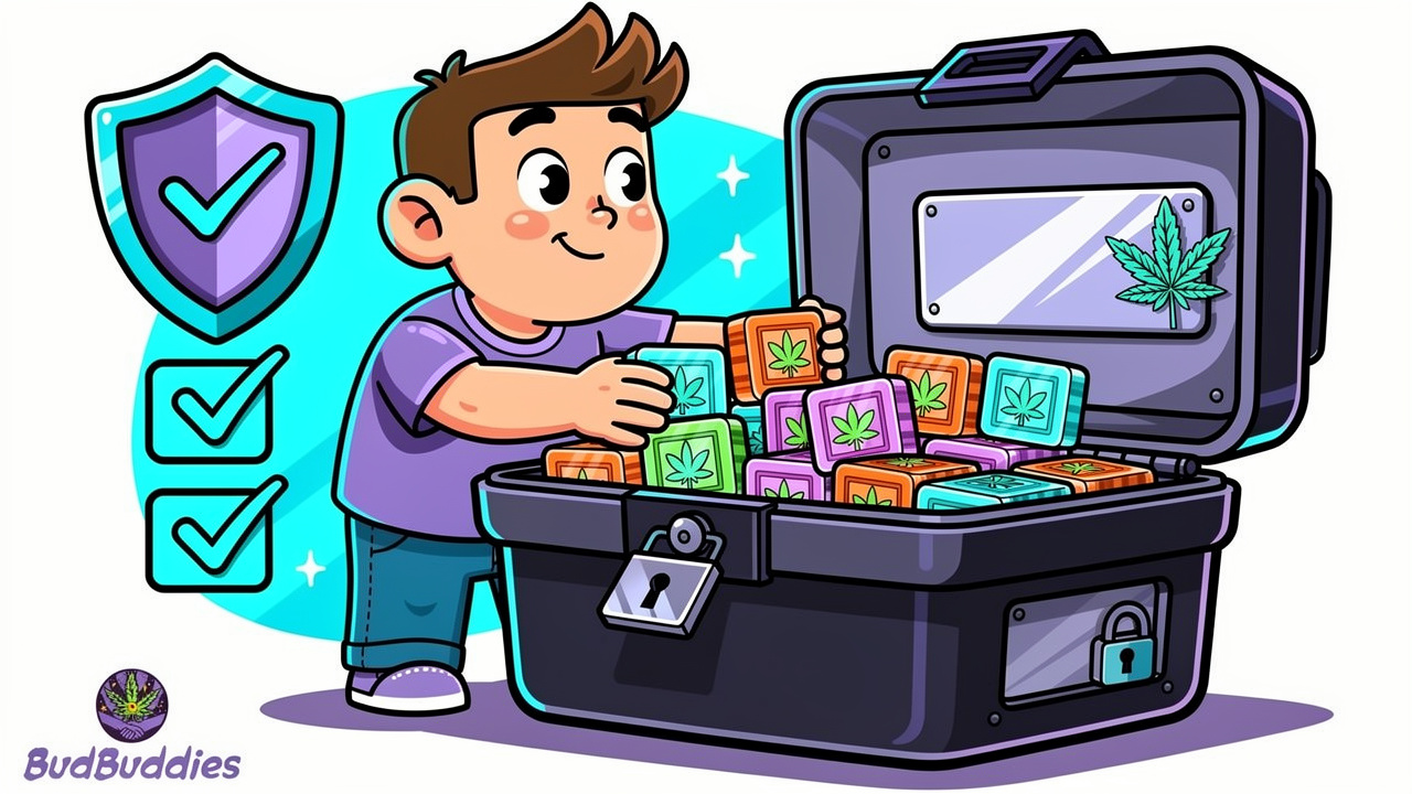Animated figure storing edibles safely in locked container