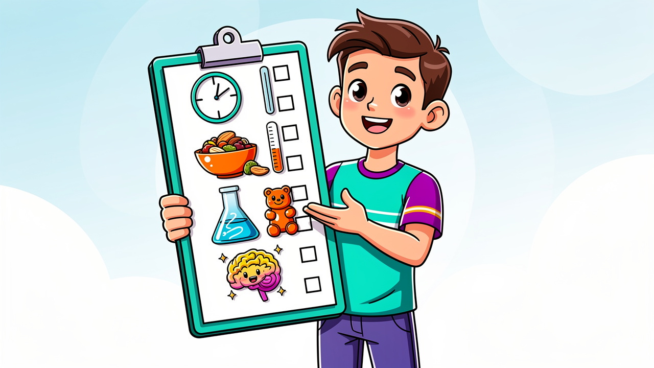 Cartoon character holding checklist for fixing edibles not working