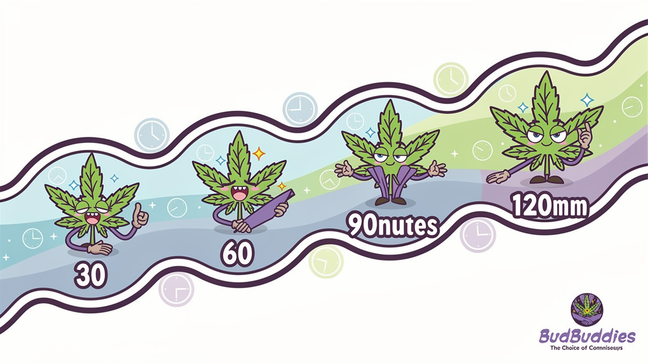 Animated timeline showing edible effects over time periods