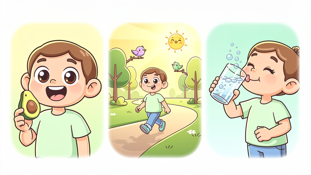 Cartoon character showing healthy habits to speed up edibles