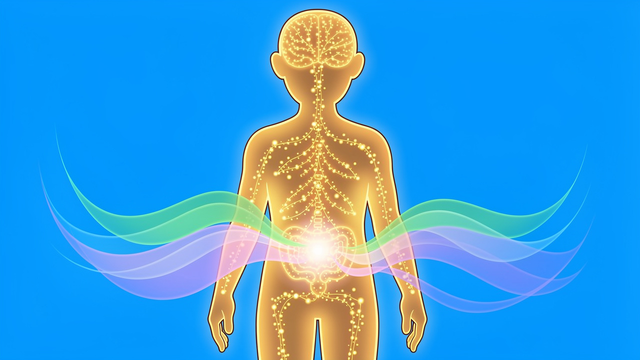 Cartoon diagram of endocannabinoid system and period cramps