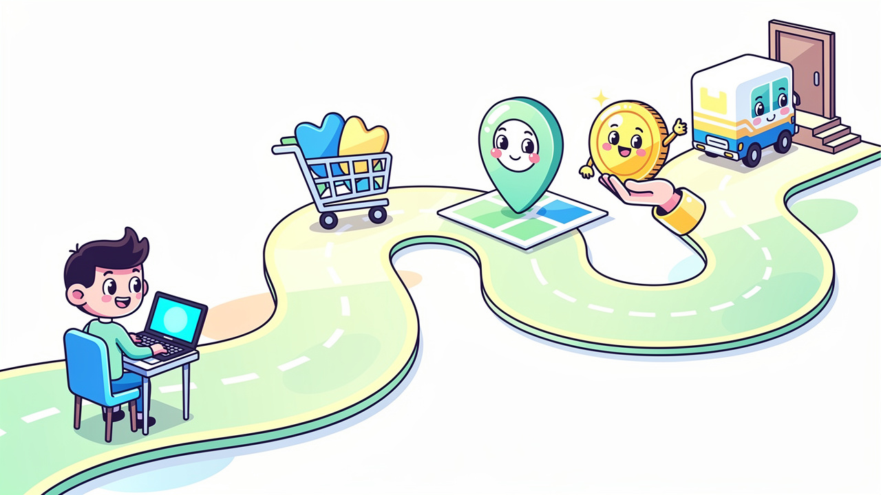 Step-by-step cartoon guide to ordering cannabis delivery