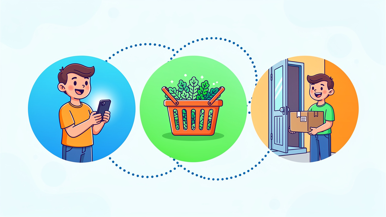 Simple three step cannabis delivery ordering process illustration
