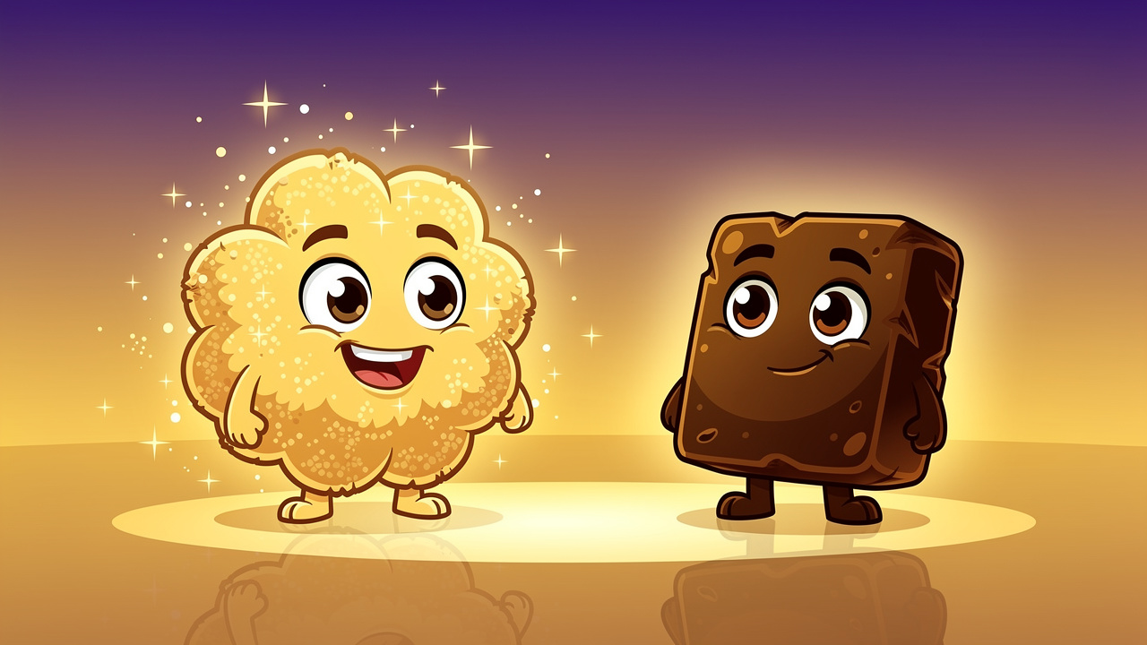 Cartoon comparison of loose kief powder versus pressed hash