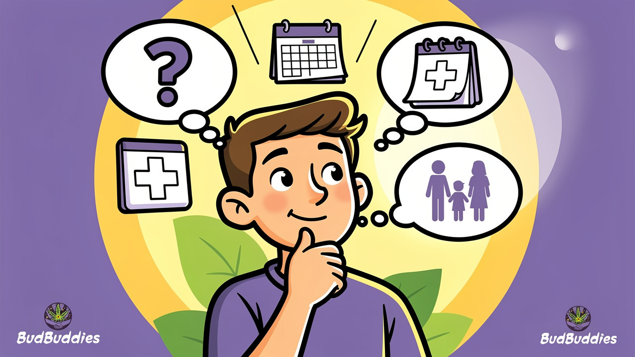 Cartoon person considering personal reasons and health factors