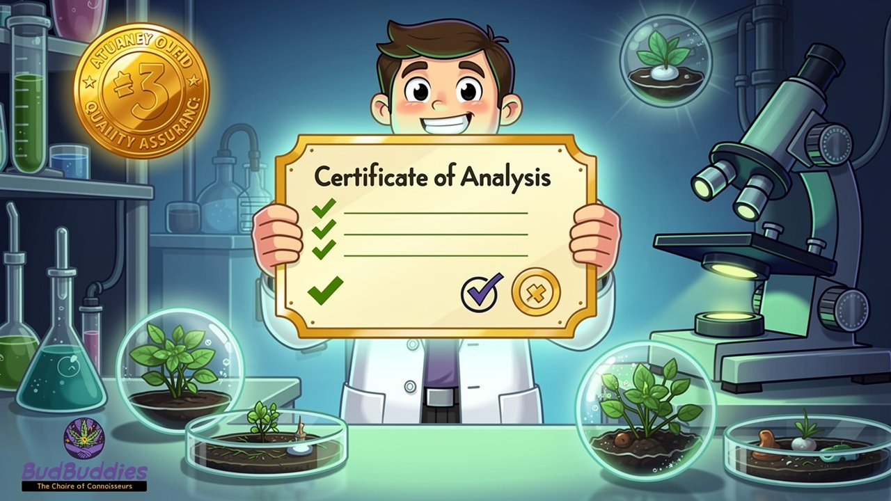 Cartoon laboratory scene depicting quality assurance testing process