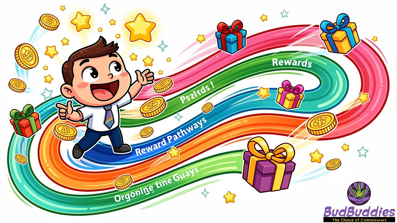 Cartoon character collecting loyalty points and rewards