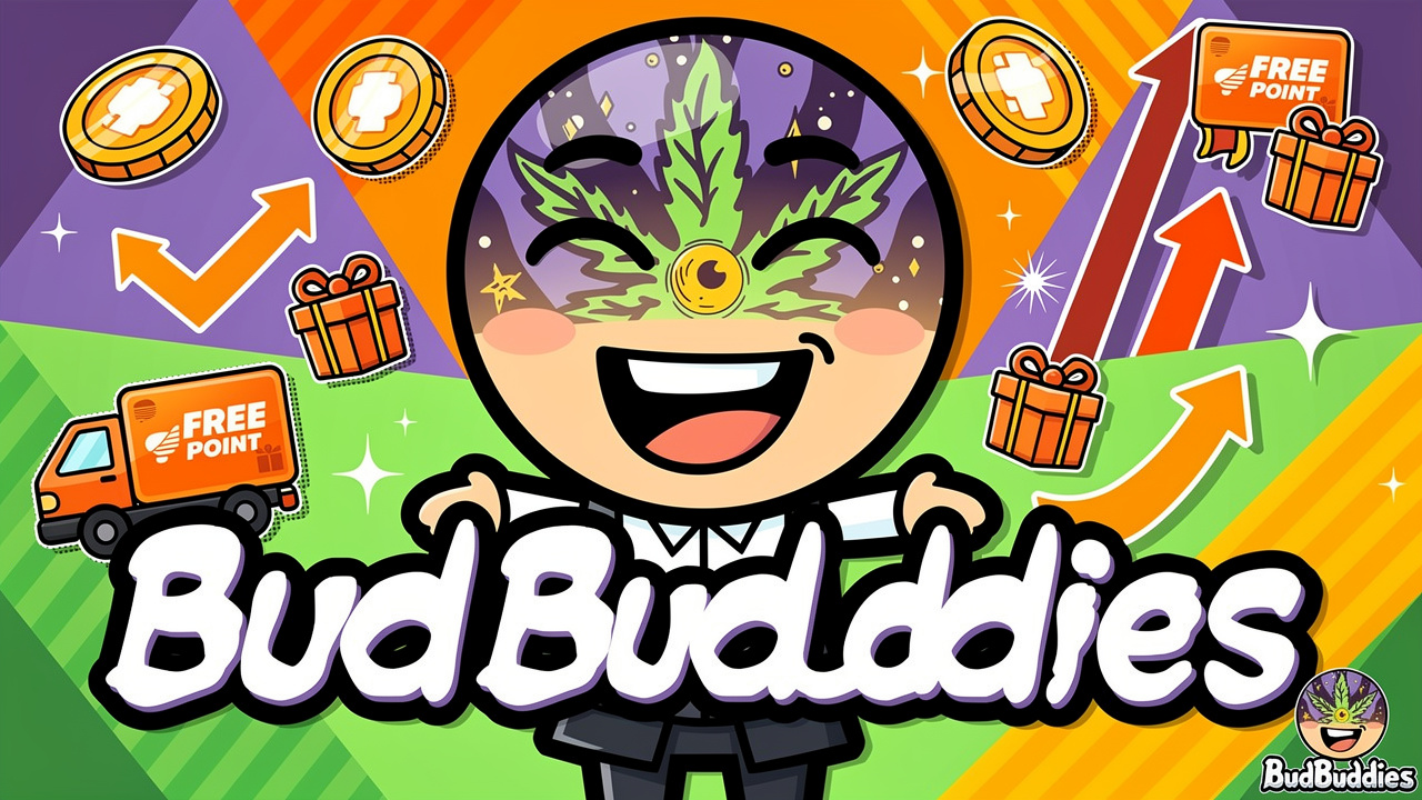 Cartoon character enjoying rewards, points, and free delivery benefits