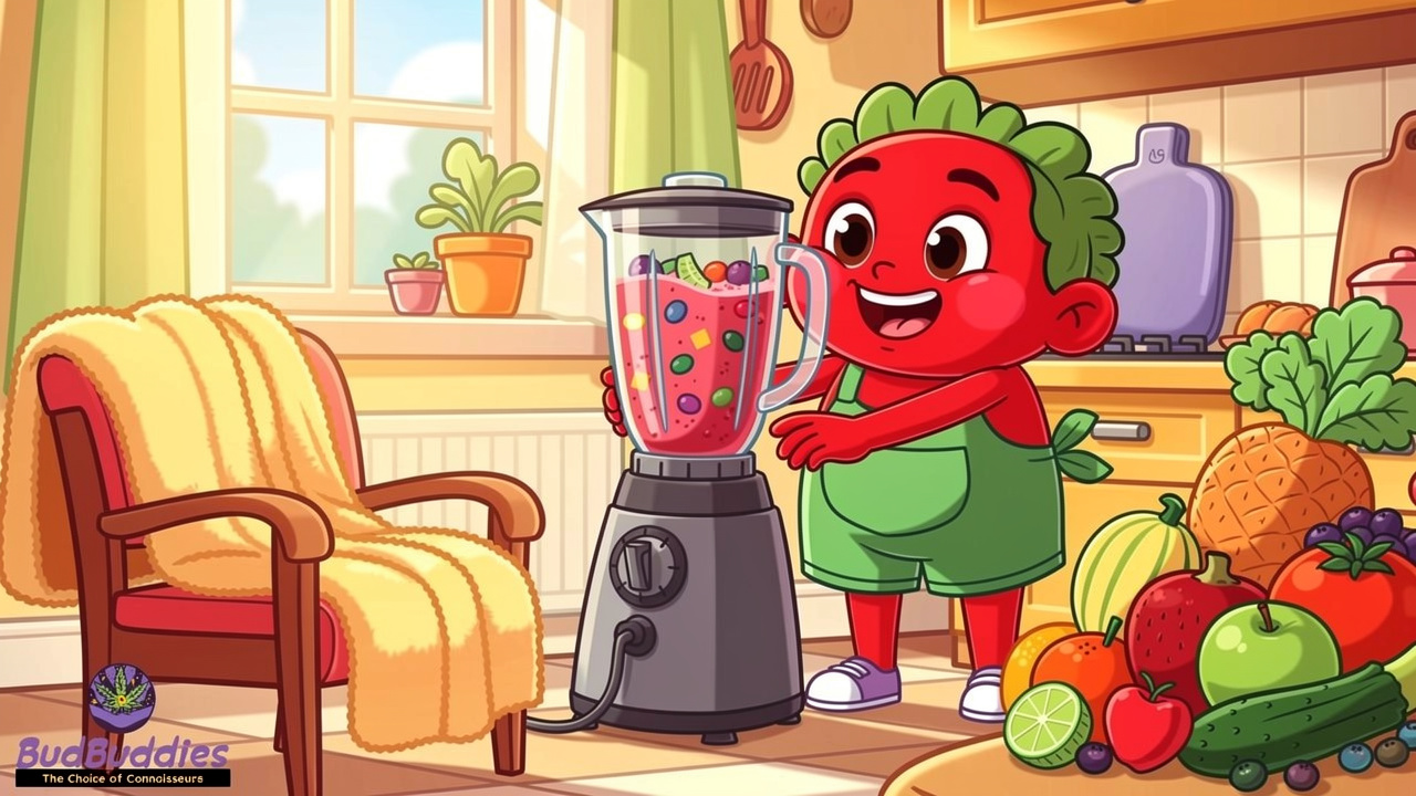 Cartoon of smoothie and self-care for withdrawal appetite changes
