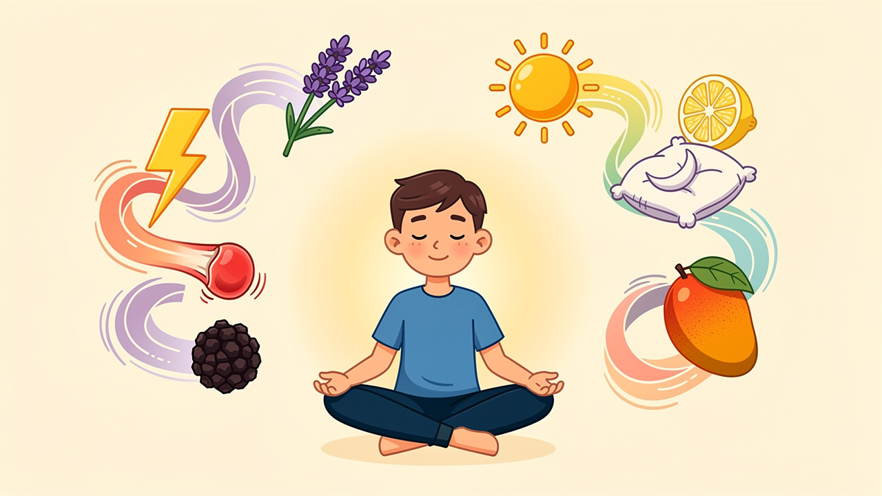 Cartoon guide matching terpenes to different types of pain