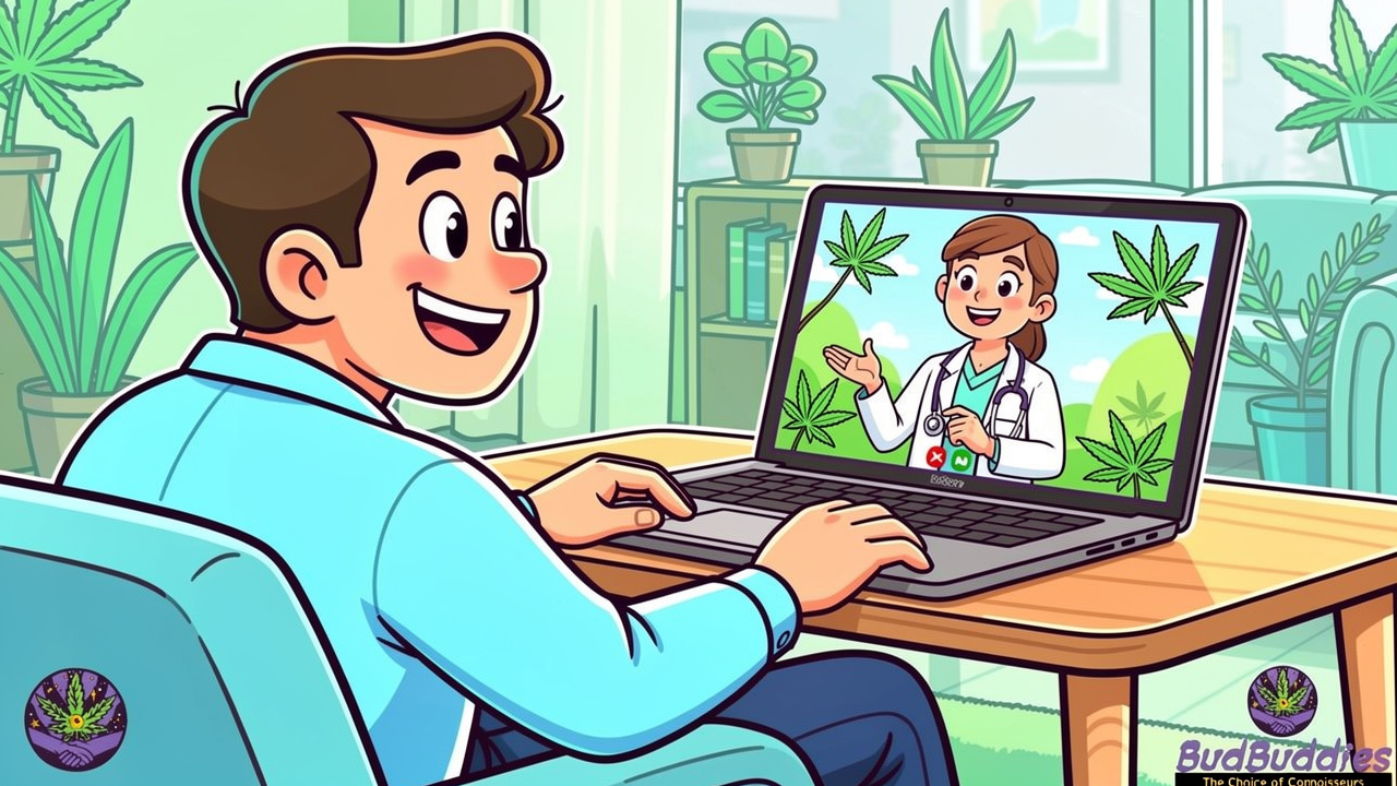 Patient having a video consultation with a medical cannabis specialist