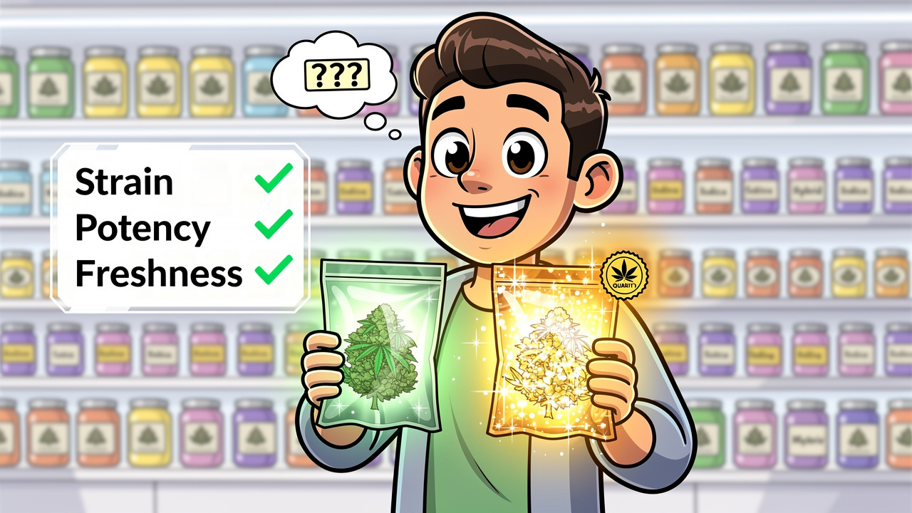 Cartoon showing superior quality online cannabis selection