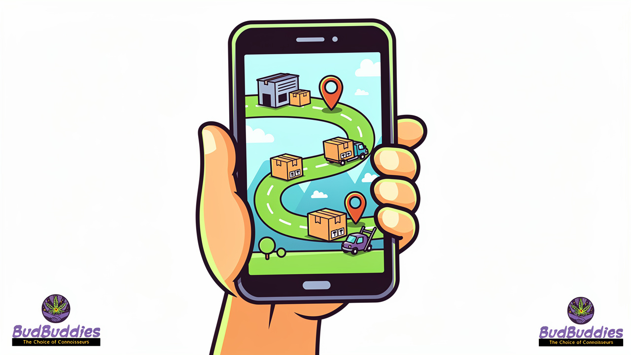 Animated smartphone showing live package tracking stages