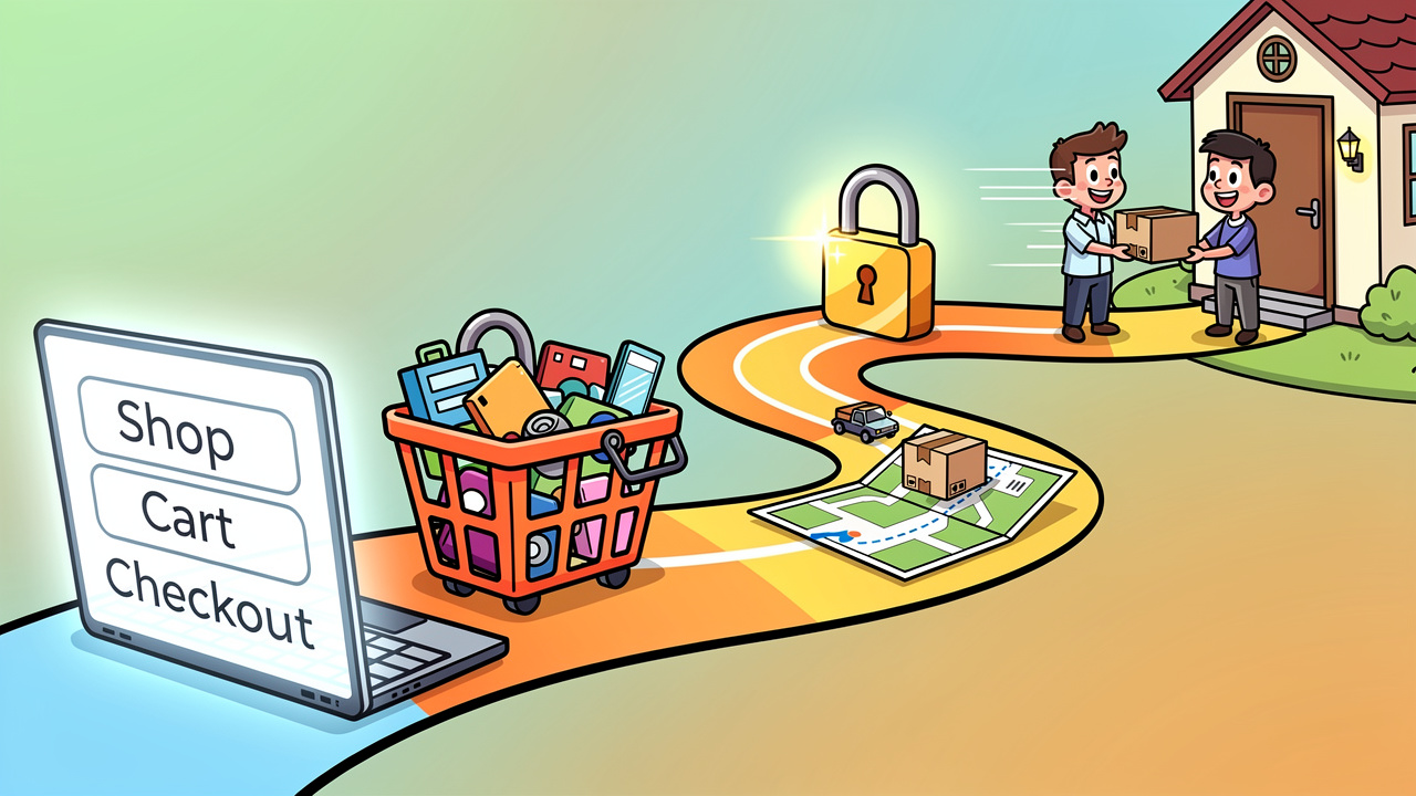 Cartoon step-by-step guide to ordering cannabis online