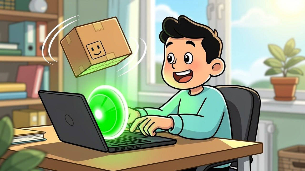 Cartoon character completing an online cannabis order for delivery