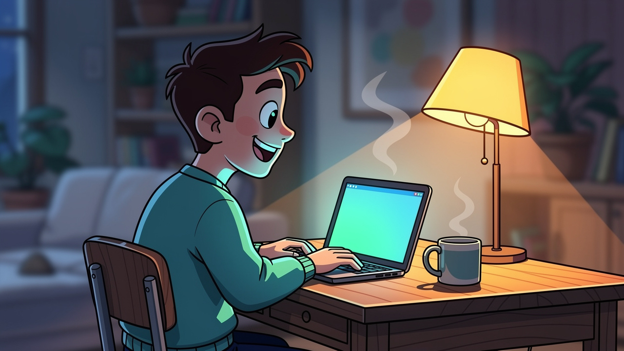 Cartoon person browsing cannabis shop online at home