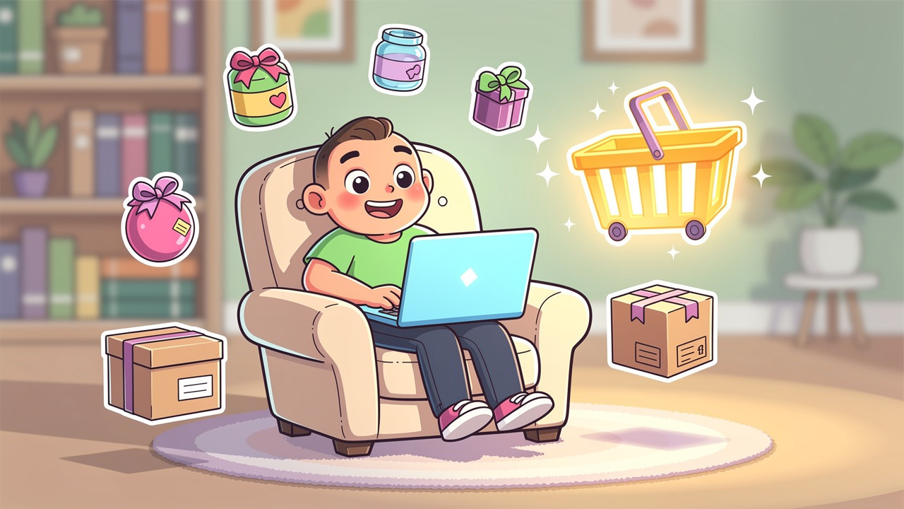 Cartoon character safely ordering cannabis online from home