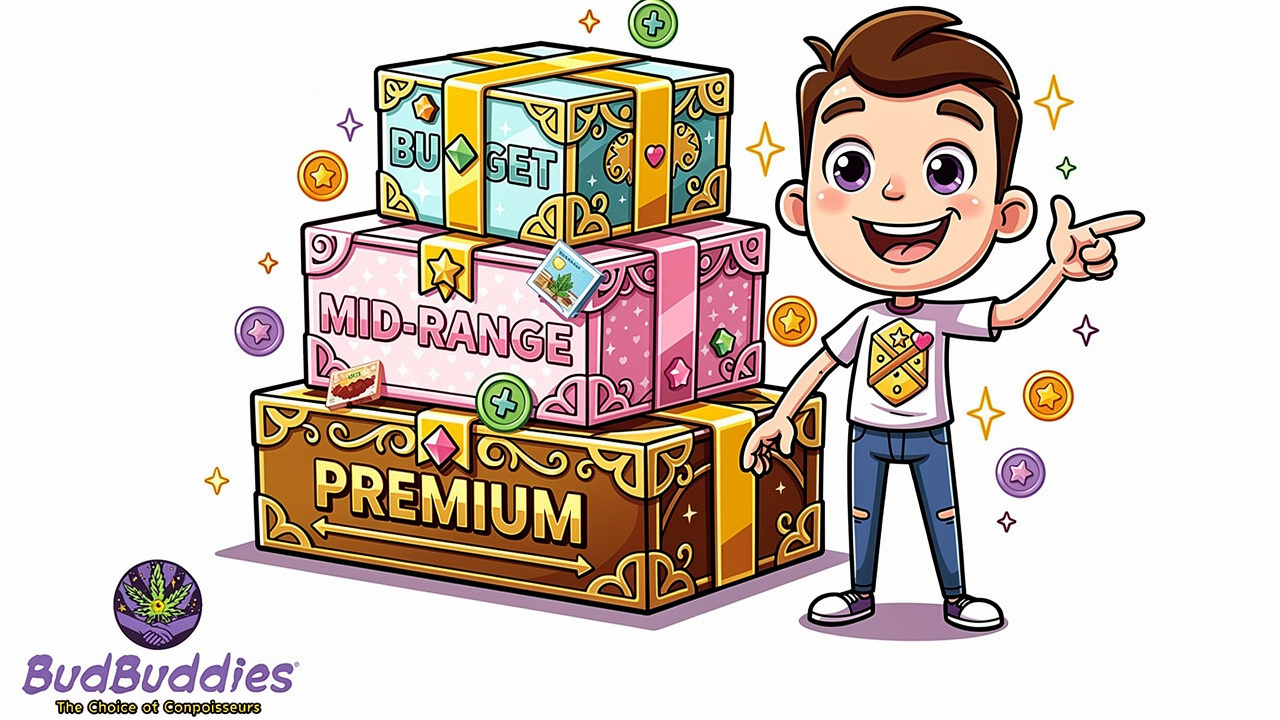 Cartoon stacked boxes showing different subscription pricing tiers