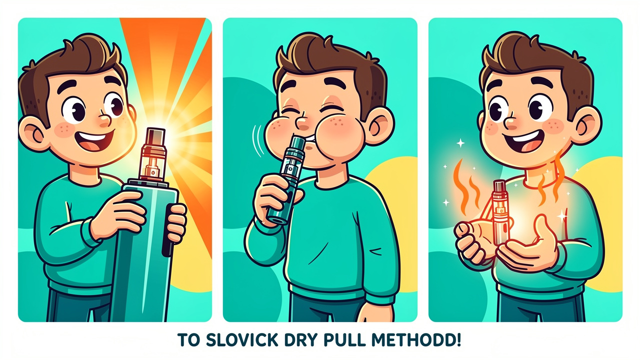 Cartoon showing three quick fixes for a clogged vape cart