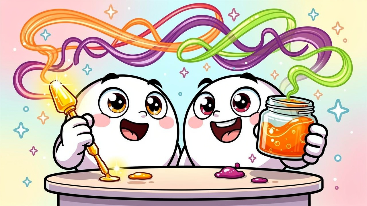Cartoon characters enjoying flavour comparison of rosin and live resin