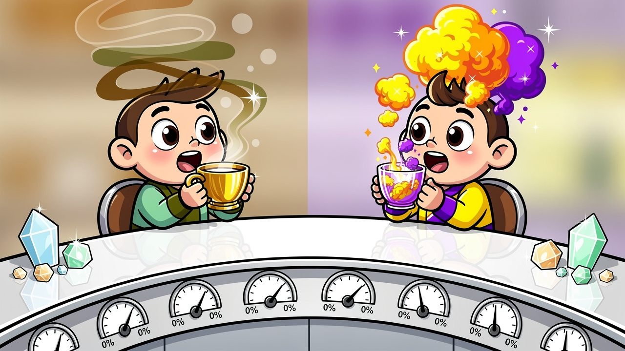 Cartoon characters comparing rosin and live resin flavour