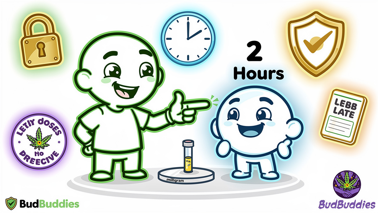Cartoon guide showing safe cannabis consumption practices and risk minimisation