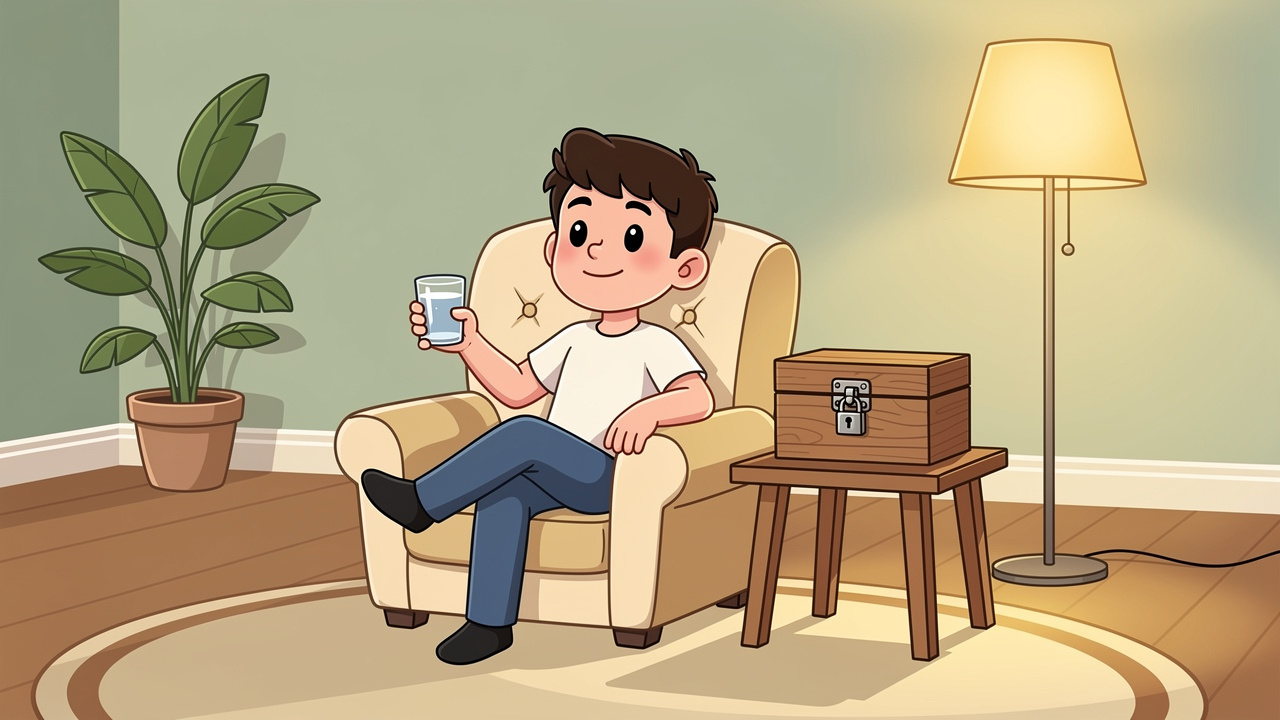 Cartoon character using cannabis safely and responsibly at home