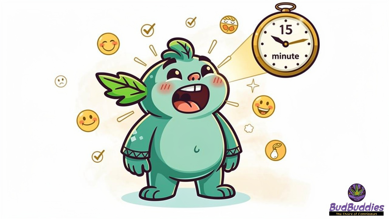 Animated character demonstrating proper inhalation and waiting period safely