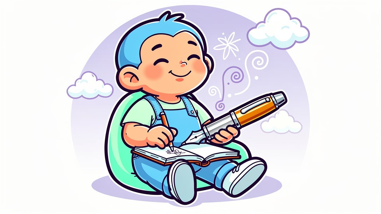 Cartoon character enjoying a smooth gentle draw from vape pen