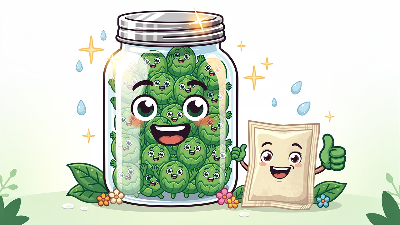 Cartoon glass jar storing fresh cannabis popcorn buds