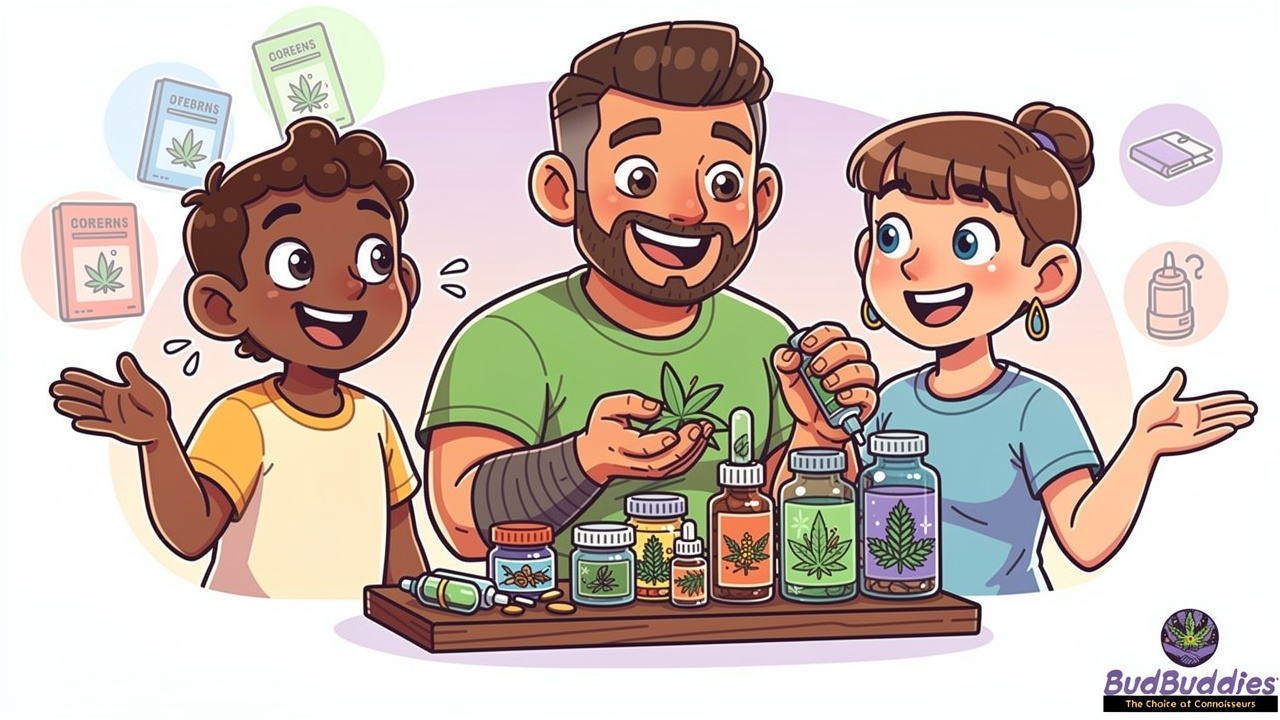 Cartoon characters representing different cannabis subscriber types and needs