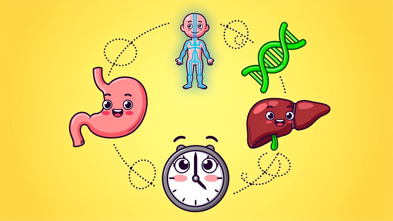Cartoon icons showing factors that affect THC spray onset speed