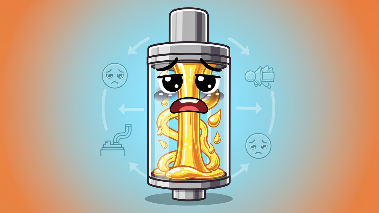 Cartoon illustration of why vape cartridges get clogged