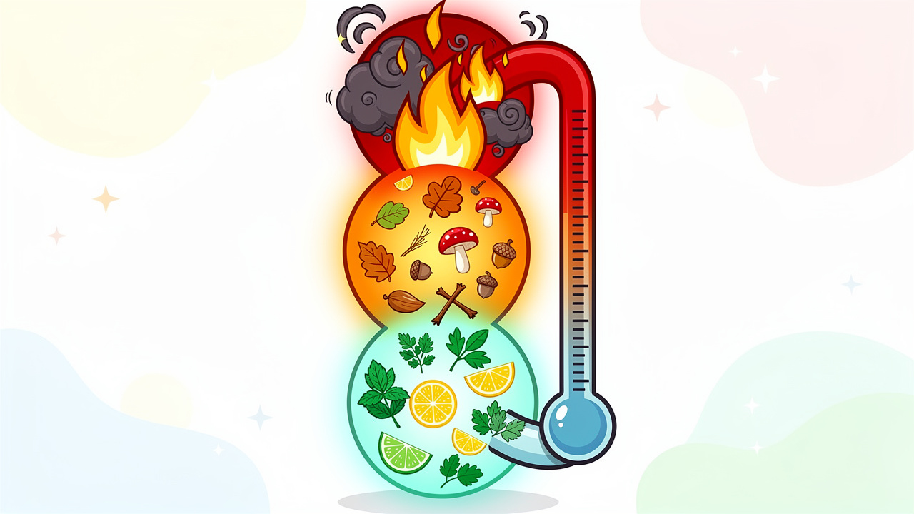 Cartoon showing three dry herb vaporiser temperature zones