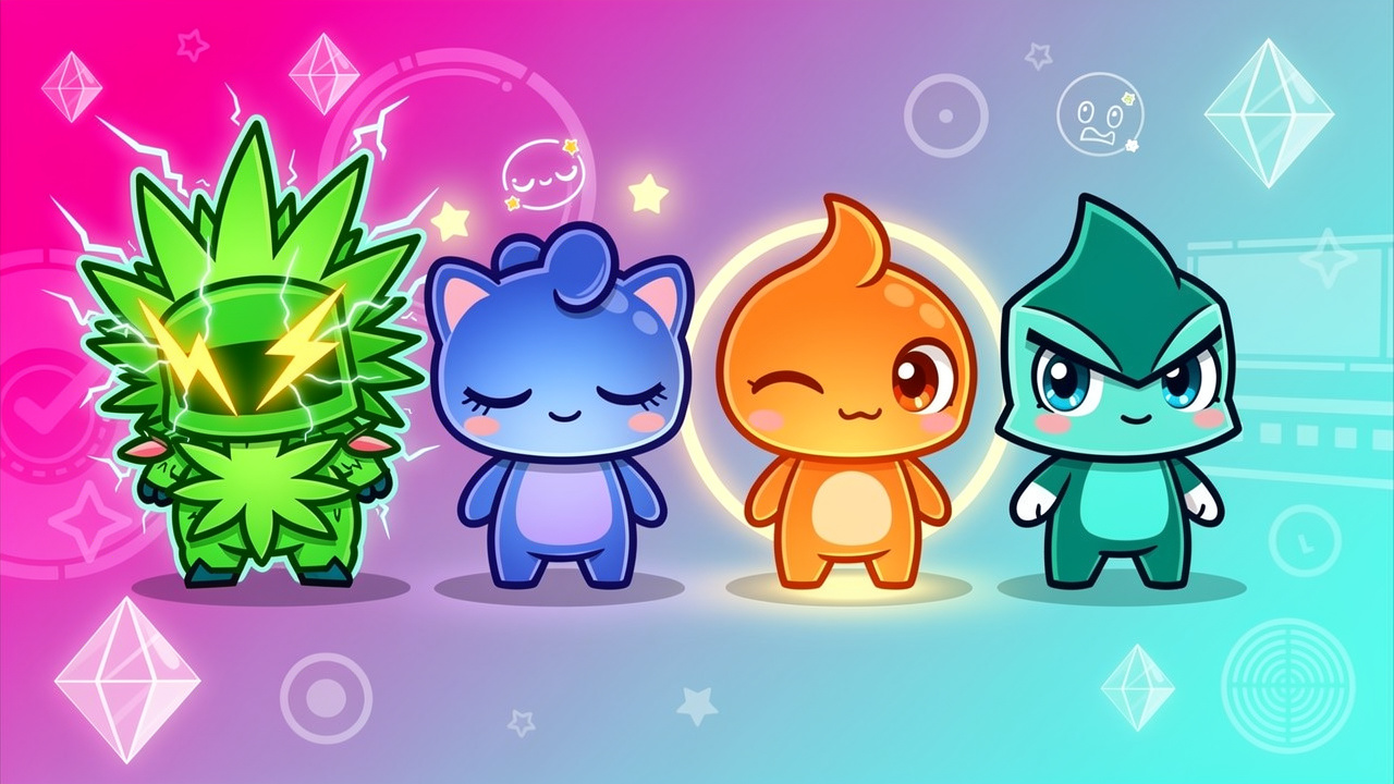 Cartoon cannabis strain characters for gaming sessions