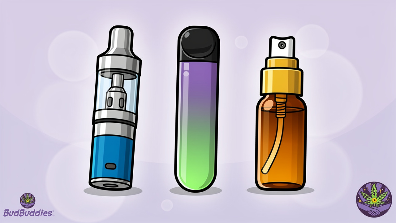 Three types of vape products illustrated in cartoon style
