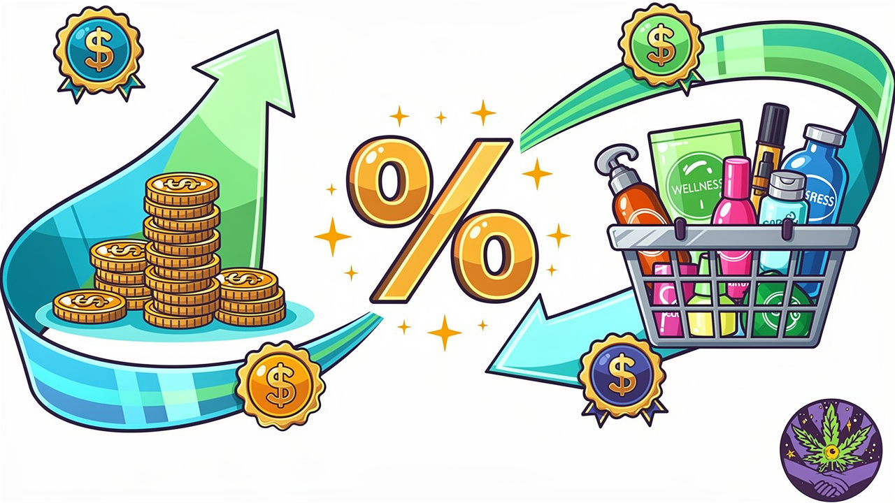 Cartoon illustration of savings and value in vape multipacks