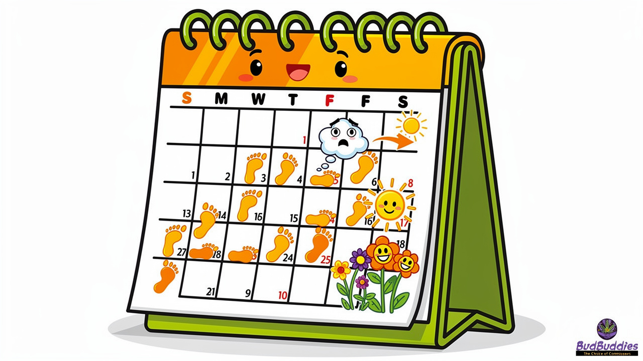 Cartoon timeline of marijuana withdrawal symptom duration